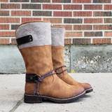 Comfy Stitching Low Heel Mid-calf Boots