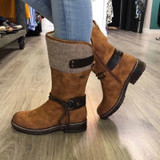 Comfy Stitching Low Heel Mid-calf Boots