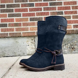 Comfy Stitching Low Heel Mid-calf Boots