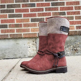Comfy Stitching Low Heel Mid-calf Boots