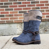 Comfy Stitching Low Heel Mid-calf Boots