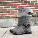 Comfy Stitching Low Heel Mid-calf Boots