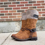 Comfy Stitching Low Heel Mid-calf Boots