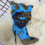 High Heels Stilettos Fashion Camouflage Ankle Boots