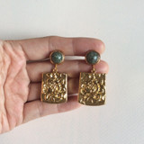 Golden peony tablet with nephrite jade studs