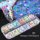 1 Set Mixed Color 3D Ultrathin Sequins Nail Glitter Flakes
