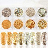 1Set Holographic Nail Glitter Set Powder Nail Art