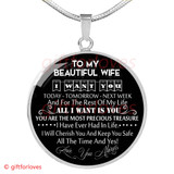 To My Wife Luxury Necklace: Romantic Birthday Gifts Wife - 'I Will Cherish You And Keep You Safe All The Time And Yes! Love You Always.' - 622ws