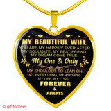 To My Wife Luxury Necklace: Necklace For Wife Gifts - 'You Are My Happily Ever After. My Soulmate, My Best Friend, My Dream Come True...Forever And Always' - 613wg