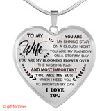 To My Wife Luxury Necklace: Birthday Gifts For Her - 'You Are My Sun When I Need You To Brighten My Day. I Love You.' - 654wo