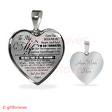 To My Wife Luxury Necklace: Unique Necklace For Wife - 'I Love You With All My Heart And Soul. I'm So Thankful For The Happiness' - 609wo