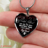 To My Girlfriend Luxury Necklace: Necklace For Girlfriend, Valentine Gift For Girlfriend 'You Are The Most Beautiful Thing I Keep Inside My Heart' 494GFS