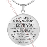 To my grandson necklace, birthday gift for grandson from grandpa, grandpa and grandson necklace - you are the most beautiful thing I keep inside my mind and my heart . . . 448grdp