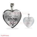 To My Girlfriend Luxury Necklace: Necklace For Girlfriend, Valentine Gift For Girlfriend 'You Are The Most Beautiful Thing I Keep Inside My Heart' 494GFSo