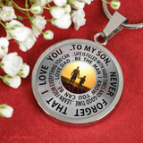 To My Son Luxury Necklace: Idea Gift For Him, Best Gift For Son, Mom And Son Necklace "Never Forget That I Love You"515SO