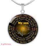 To My Son Luxury Necklace: Idea Gift For Him, Best Gift For Son, Birthday Gift For Teen Son, "Never Forget That I Love You" 383SG
