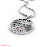To My Son Luxury Necklace: Idea Birthday Gift For Son, "I Adore Your Smile, I Cherish Your Hugs, I Admire Your Heart, But Most Of All I Love That You Are My Son"377SO
