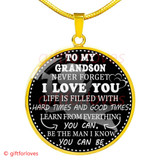 To My Grandson Luxury Necklace: Idea Gift For Grandson On Birthday " Never Forget That I Love You"