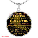 To My Grandson Luxury Necklace: Idea Gift For Grandson On Birthday " Never Forget That I Love You"