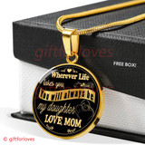 To My Daughter Luxury Necklace:  Birthday Gift For Daughter, Daughter Necklace From Mom,  Daughter And Mom Necklace, "Love,Mom" 228DAG