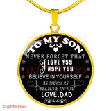 To My Son Luxury Necklace: Idea Gift For Son On Birthday " Never Forget That I Love You"203SS