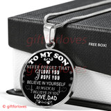 To My Son Luxury Necklace: Idea Gift For Son On Birthday " Never Forget That I Love You"203SS