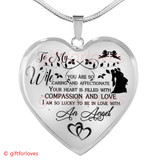 To My Wife Luxury Necklace - Pendant Romantic Chain - You Are So Caring And Affectionate. Your Heart Is Filled With Compassion And Love. I Am So Lucky To Be In Love With An Angel 505WSO
