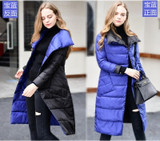 LUZUZI 2020 Women Double Sided Down Long Jacket Winter Turtleneck White Duck Down Coat Double Breasted Warm Parkas Snow Outwear