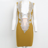 2020 New Autumn High Quality White Black Sleeveless Deep V-neck Sequins Hollow Bandage Dress Nightclub Party Christmas Dress 2020 New Autumn High Quality White Black Sleeveless Deep V-neck Sequins Hollow Bandage Dress Nightclub Party Christmas Dress