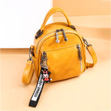 3in1Casual Womens Soft Leather Mini Backpack Cartoon Pendant School Bags For Teenage Girls Solid Back pack mochila feminina