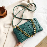 Weave Design PU Leather Crossbody Bags For Women 2020 Luxury Solid Color Shoulder Handbags Chain Cross Body Bag baguette bag