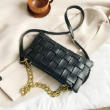 Weave Design PU Leather Crossbody Bags For Women 2020 Luxury Solid Color Shoulder Handbags Chain Cross Body Bag baguette bag
