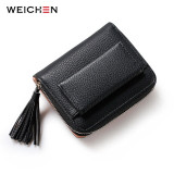 WEICHEN Tassel Design Female Wallets With Zipper Coin Pocket Card Holder Ladies Purses Short Brand Designer Women Wallet Hot