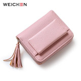 WEICHEN Tassel Design Female Wallets With Zipper Coin Pocket Card Holder Ladies Purses Short Brand Designer Women Wallet Hot