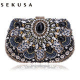 SEKUSA women evening bags beaded wedding handbags clutch purse evening bag for wedding day clutches evening bags embroidery bags