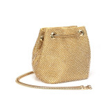 Bucket Women Fashion Evening Bags Diamonds Rainbow Soft Day Clutch Shoulder Snake Chain Rhinestones Party Handbags Wedding Purse