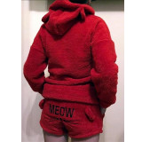 Women's Pajamas Set Winter Sleepwear Pajamas Warm Hooded Flannel Pajamas Hoodie Shorts Set Christmas Female Home Sexy Women
