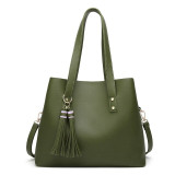 FUNMARDI Tassel Designer Large Ladies Handbags PU Leather Women Bag Simple Female Shoulder Bags Crossbody Fashion Tote WLHB2028