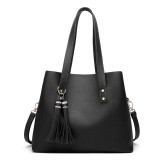 FUNMARDI Tassel Designer Large Ladies Handbags PU Leather Women Bag Simple Female Shoulder Bags Crossbody Fashion Tote WLHB2028