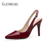 Women Pumps High Heels Shoes Leather Spring Party Shoes Woman Pointed Toe Office Lady Dress Shoes Brand Thin Heel Plus Size 2019