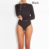Stylish Women’s Gray Turtleneck Bodysuit & Black Bodycon Jumpsuit Rompers - Winter Fashion Long Sleeve Playsuits for a Sexy Look