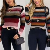 2020 New Autumn Winter Striped Pullover Women Sweater O-Neck Slim Long Sleeve Knitted Fashion Woman Sweaters Tops Femme Jumper 2020 New Autumn Winter Striped Pullover Women Sweater O-Neck Slim Long Sleeve Knitted Fashion Woman Sweaters Tops Femme Jumper