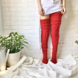 Winter Sexy Knitted Long Socks Women Long Stockings Warm Thigh High Socks For Ladies Girls New Fashion Striped Knee Socks Women