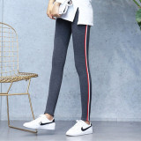 Plus Size 5XL Quality Cotton Leggings Side Stripes Women Casual High-stretch Leggings Pants High Waist Fitness Leggings Female