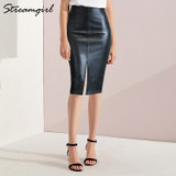 Faux Leather Skirt Women Plus Size Midi PU Pencil Skirts Women's Skirts With High Waist Office PU Faux Leather Skirt Women 4XL