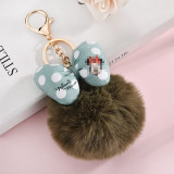 Bowknot Rabbit Fur Ball Pompom For Car Keychain Bag Key Chains Jewelry Women Car Bag Key Ring Llaveros Chaveiros