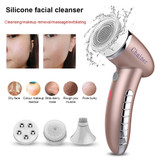 New Facial Cleansing Brush Sonic Vibration Mini Face Cleaner Silicone Deep Pore Cleaning Electric Waterproof Massage with 4 Head New Facial Cleansing Brush Sonic Vibration Mini Face Cleaner Silicone Deep Pore Cleaning Electric Waterproof Massage with 4 Head