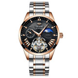 AILANG Quality Tourbillon Men's Watch Men Moon Phase Automatic Swiss Diesel Watches Mechanical Transparent Steampunk Clock