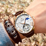 AILANG Quality Tourbillon Men's Watch Men Moon Phase Automatic Swiss Diesel Watches Mechanical Transparent Steampunk Clock