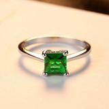 CZCITY Emerald Simple Female Zircon Stone Finger Ring 925 Sterling Silver Women Jewelry Prom Wedding Engagement Rings Brand Gift